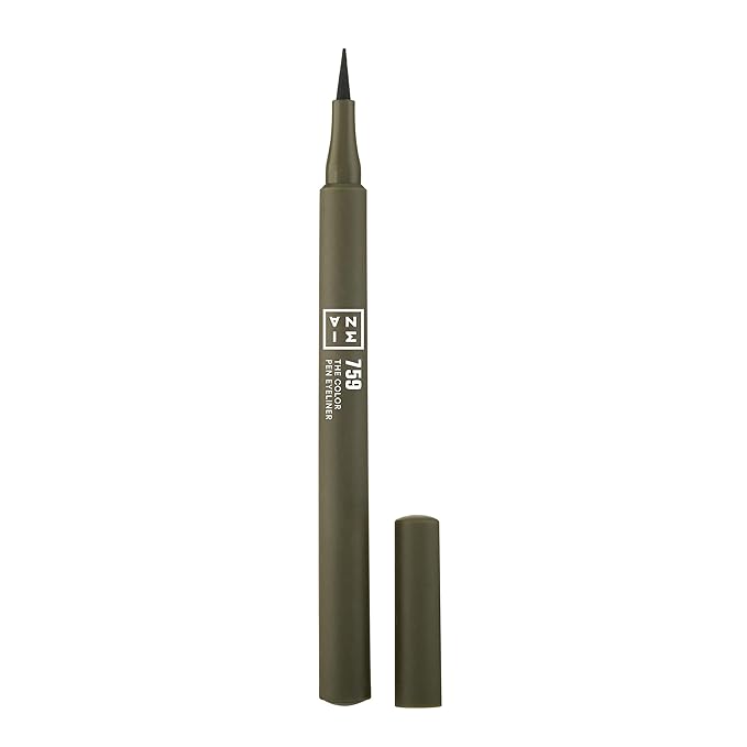 3INA The Color Pen Eyeliner 759 - Ultra Fine Tip 14H Olive Green Longwear Liquid Liner - Vibrant Colors, Matte, Smudgeproof, Flake Proof Makeup - Cruelty Free, Paraben Free, Vegan Cosmetics - Green