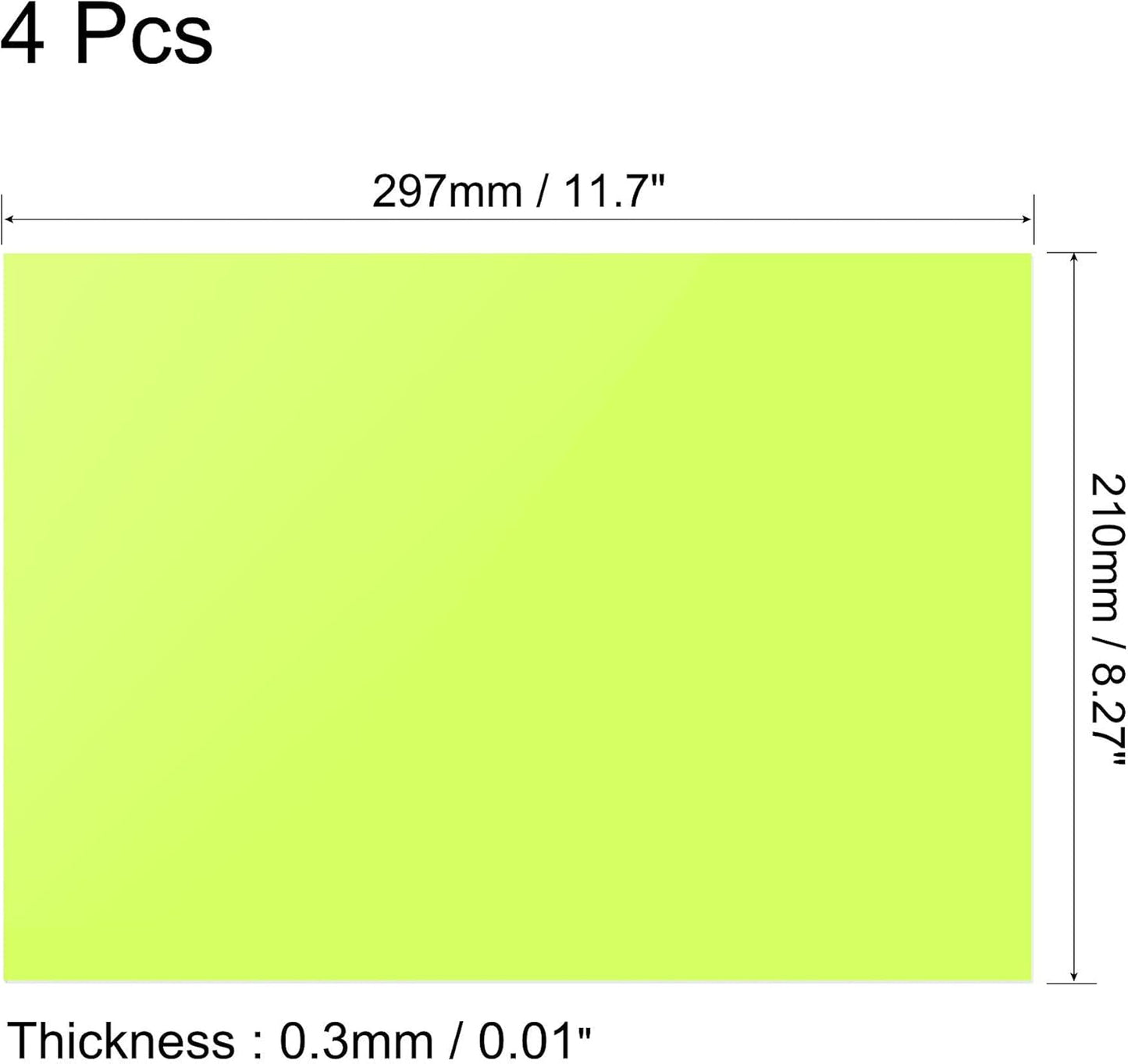uxcell 4Pcs A4 Gel Light Lighting Filter Overlay Transparent Color Correction Plastic Vinyl PVC Sheets Photography Television Fluorescent Green,0.3mm