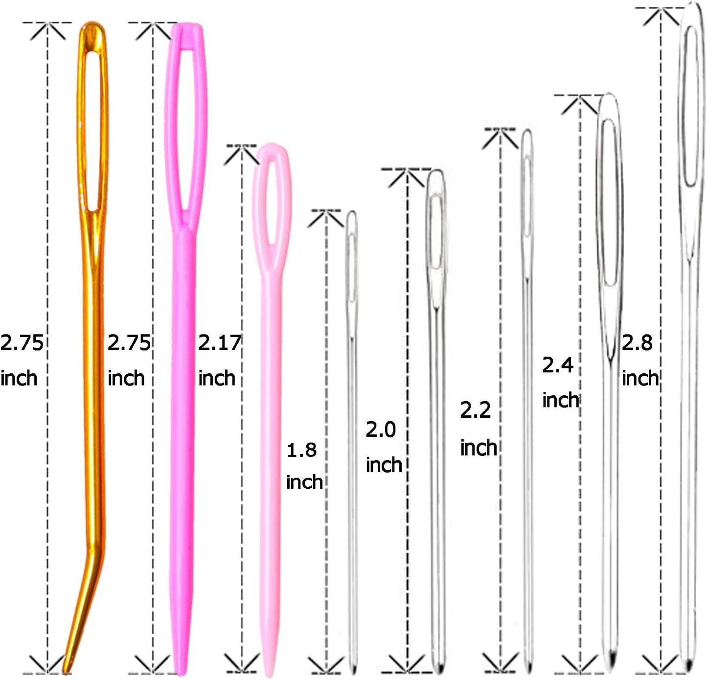 Hekisn 45Pcs Large Eye Blunt Yarn Needles kit, Assorted Sizes Bent Tapestry Darning Needle, Sewing Needles with Needle Threaders & Stitch Markers for Knitting Crochet (Orange&Green)
