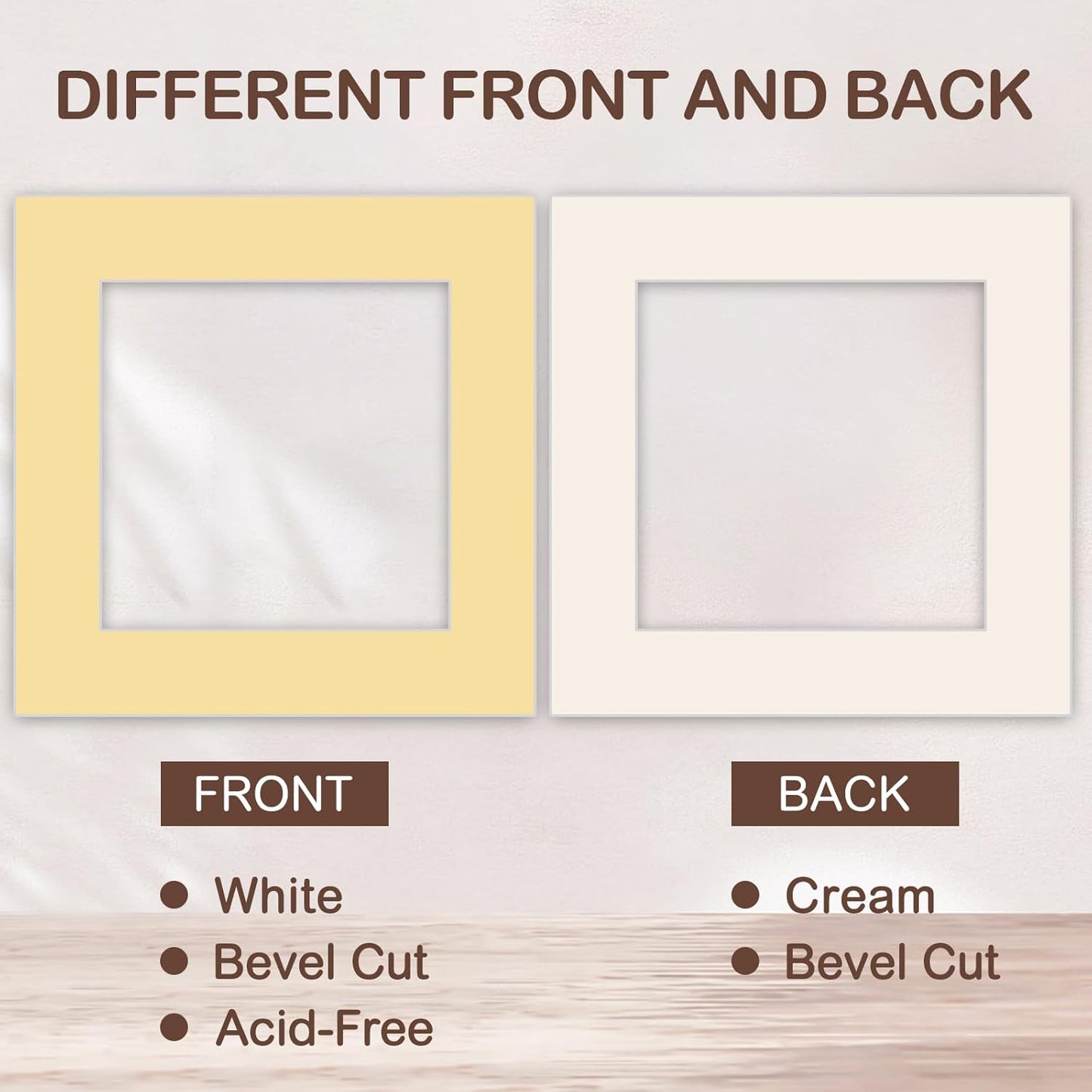 15 Pack 12x12 Picture Mats, Mixed Colors Frame Mattes for 8x8 Pictures Photo Frame Mat Core Bevel Cut Mat Board Show Kit for Photos, Prints, Artworks