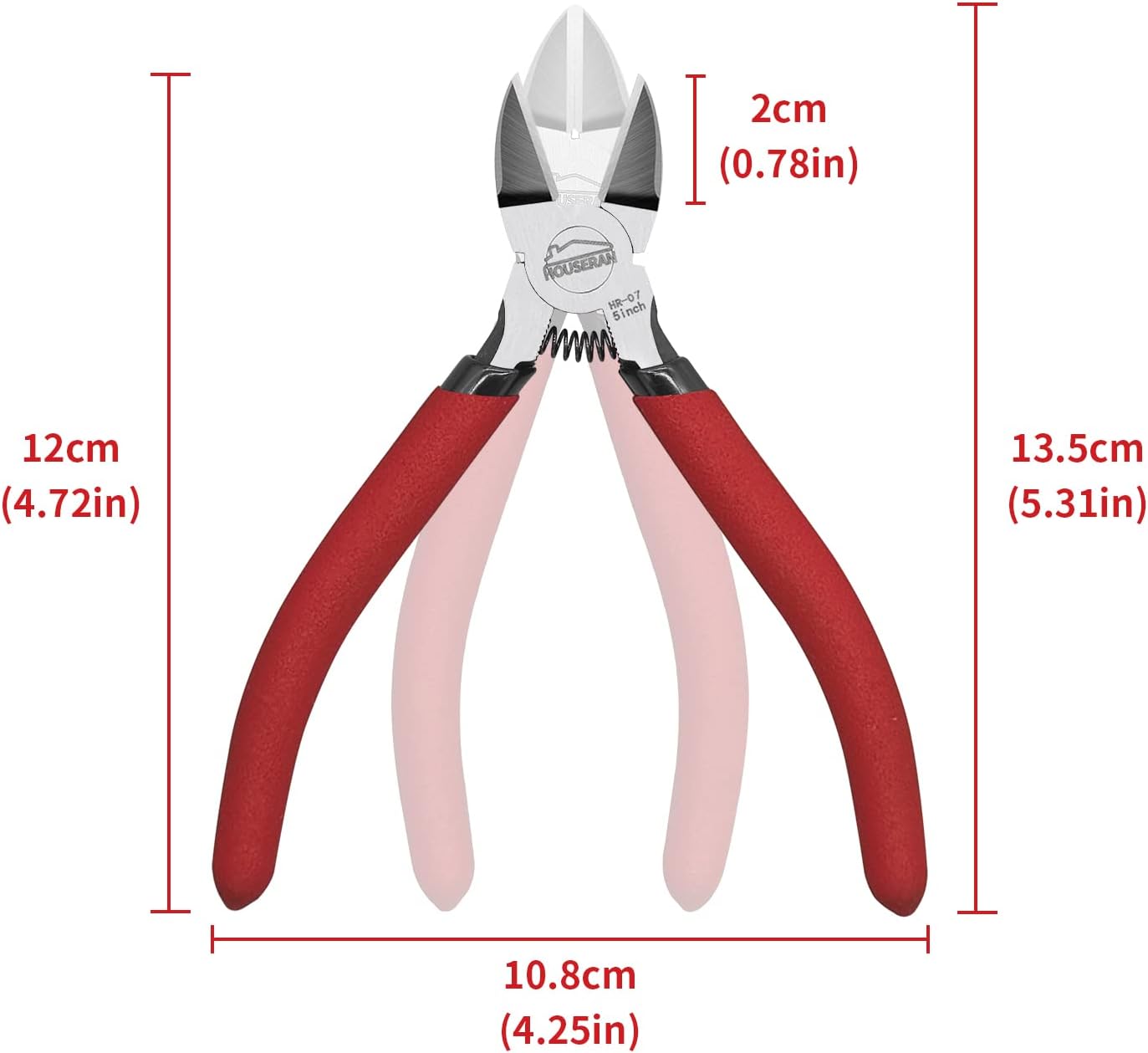 Wire Cutters 5 Pack, 5 Inch Wire Cutters Set, HOUSERAN Side Cutters Flush Cut Pliers, Spring Loaded Cutting Pliers with Non-slip Red Handle, Dikes Wire Cutters Snips for Model Kits, Crafting, Zip Ties