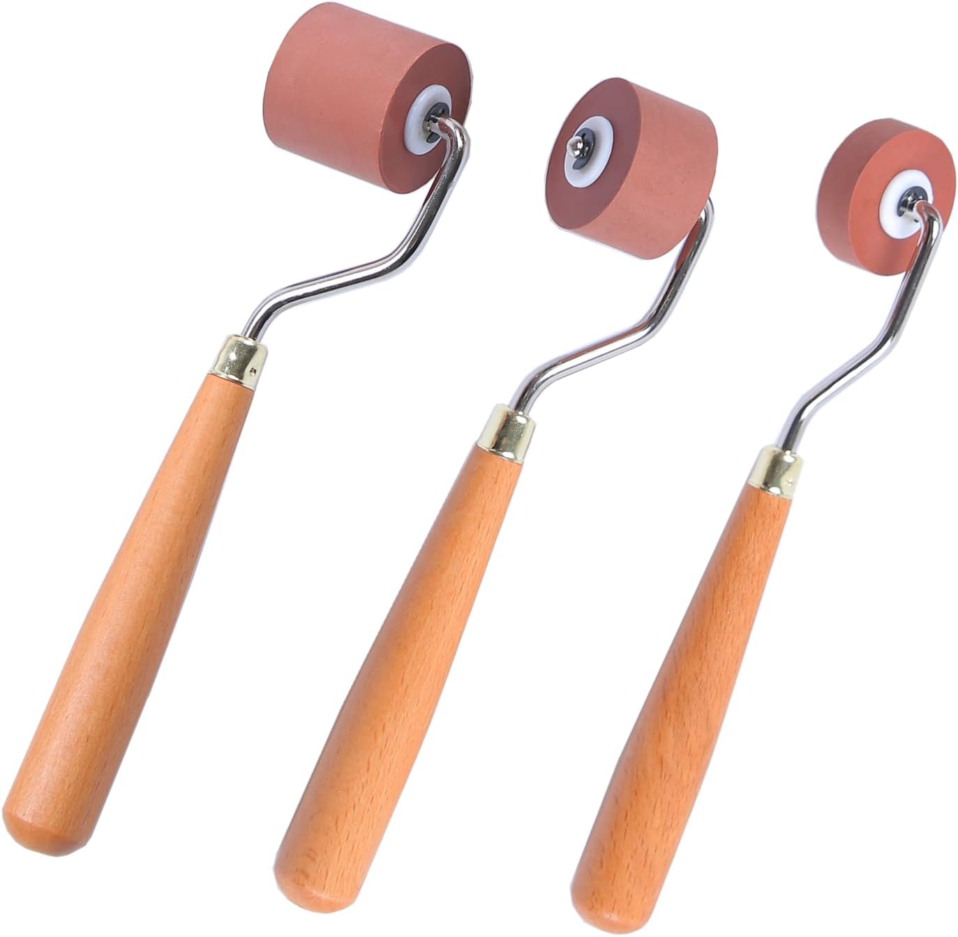 BANLTRE Rubber Brayer Roller for Printmaking, Ideal for Anti Skid Tape Construction Tools, Print,Craft Stamping Brayers for Wallpapers and Scrapbooks (0.4"+0.8"+1.18")