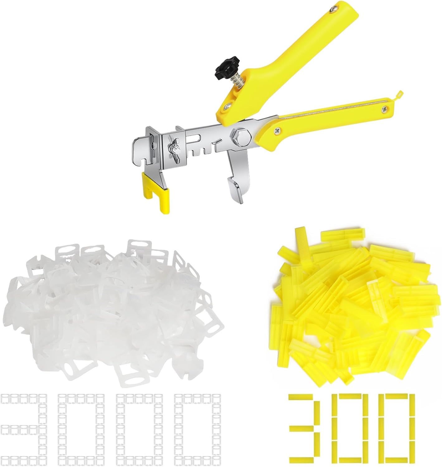 Storystore Tile Leveling System with Tile Pliers - 3000 Piece Tile Spacers Clips and 300 Piece Reusable Wedges, 1/16 Inch Tile Installation Tools Kit