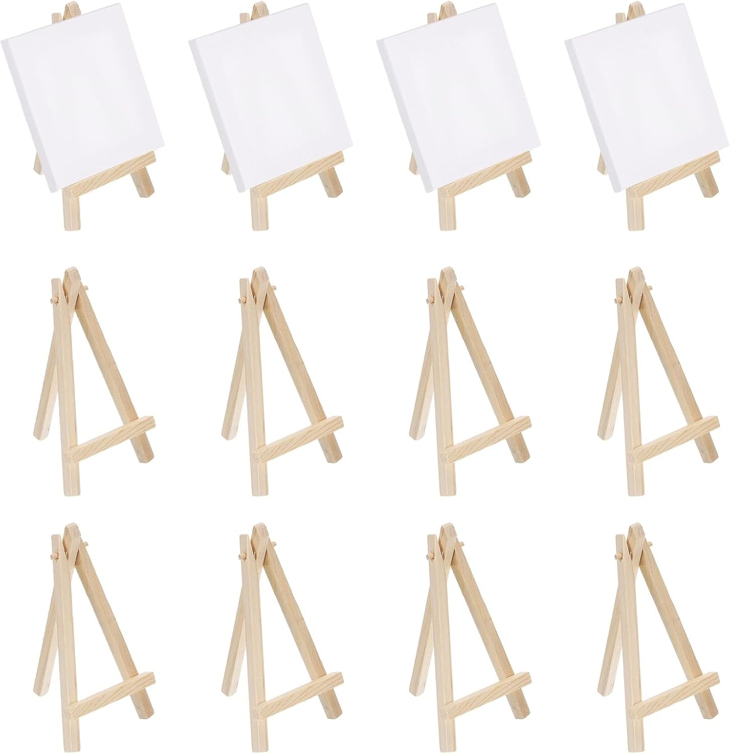 MECCANIXITY Mini Wood Display Easels, 5.9"x3.1"A-Frame Painting Tabletop Easels Holder Stand for Artists Beginners Displaying Small Canvases Art Photos Business Cards(Pack of 12, Wood Color)