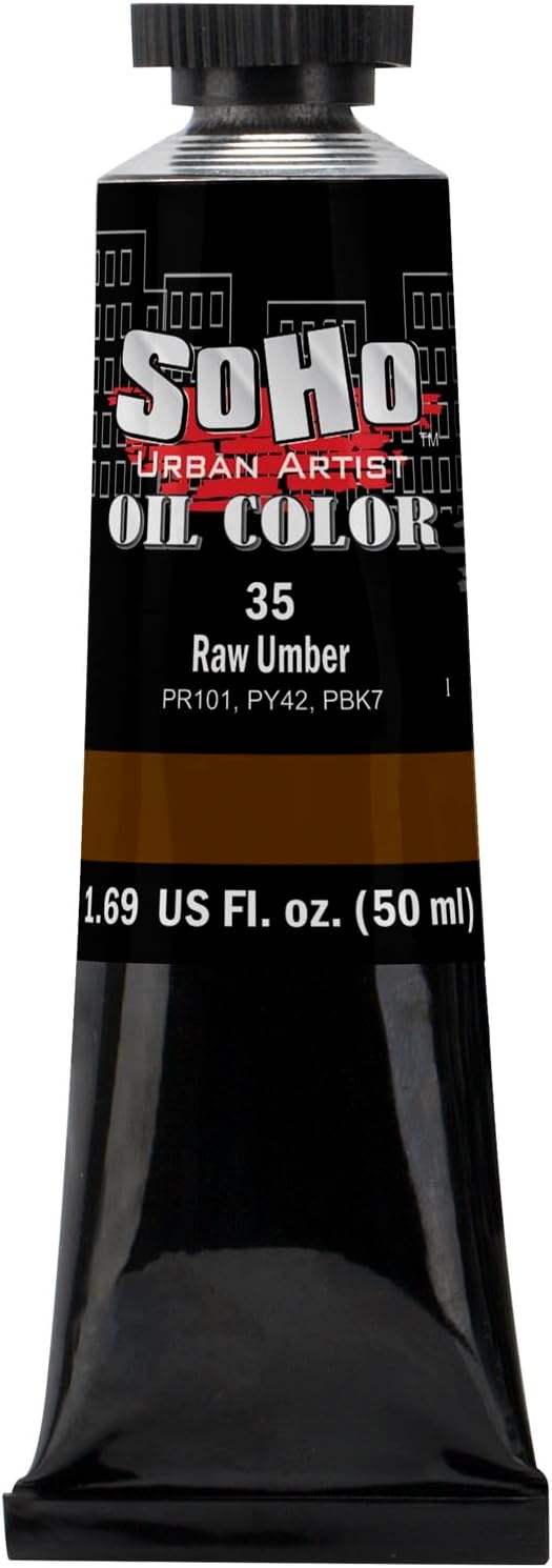 Soho Urban Artist Oil Paint - Raw Umber, 50 ml Tube - Best Valued Oil Colors for Painting, Excellent Pigment Load