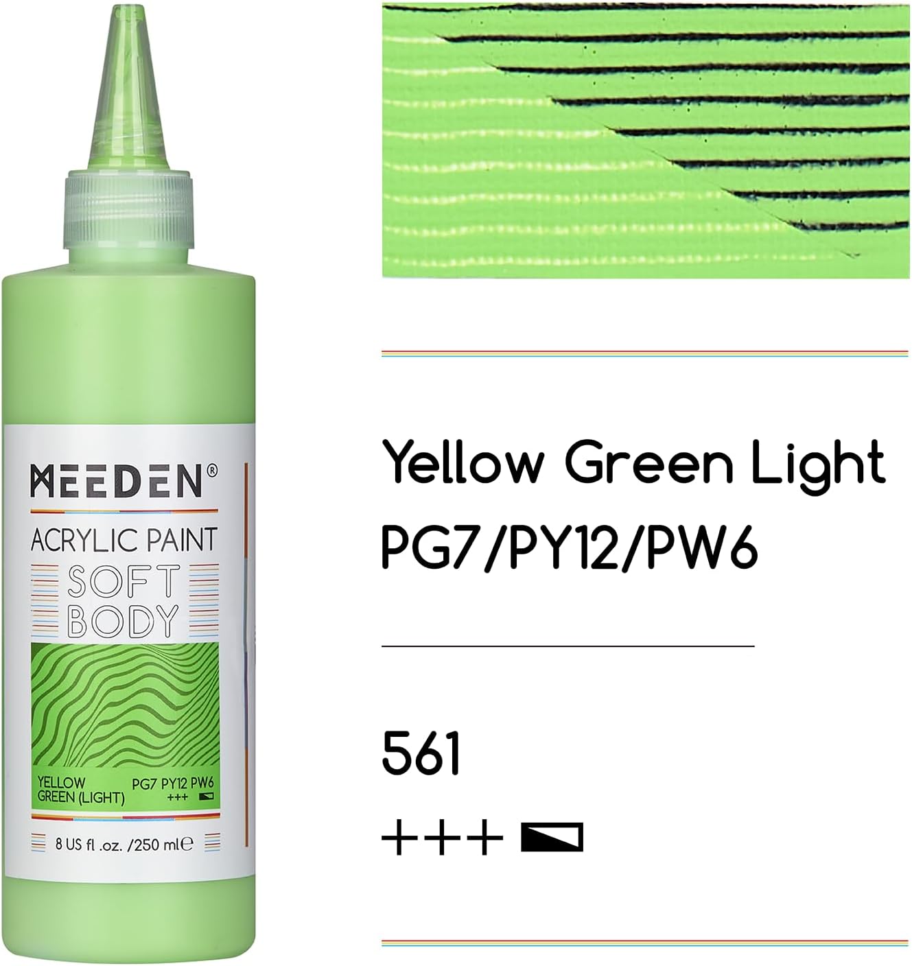 MEEDEN Soft Body Acrylic Paint: Yellow Green Light Matte Finish - 250ml/8.45oz Bulk Acrylic Colors in Ergonomic Bottle - Fluid Flow Art Paints for Artists Canvas Painting