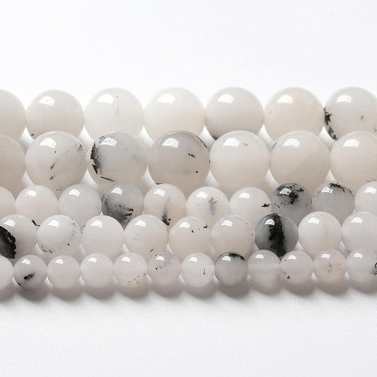 60pcs 6mm Natural Black Rutilated Quartz Crystal Jade Stone Beads for Jewelry Making Energy Healing Power Stone Beads DIY Bracelet Necklace Accessories 15" (6mm, Black Rutilated Quartz Jade)