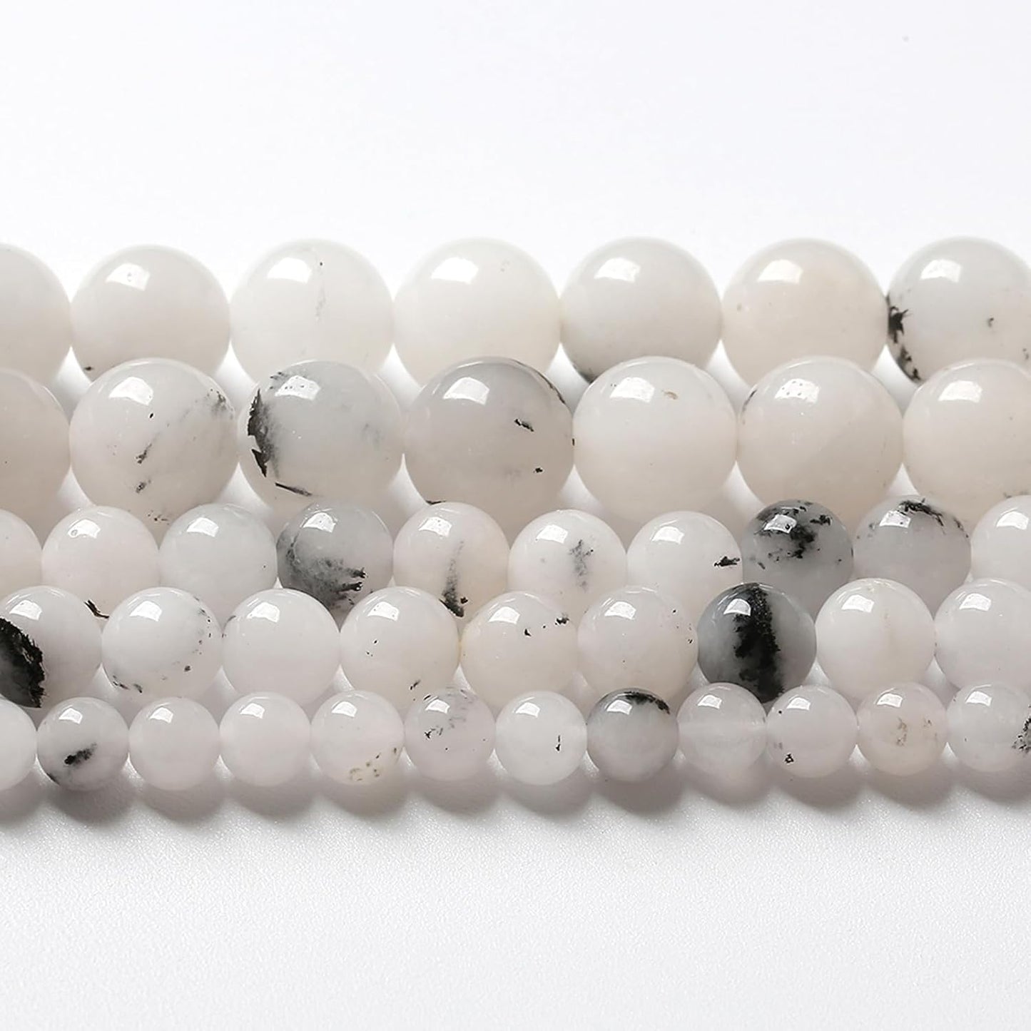 45pcs 8mm Natural Black Rutilated Quartz Crystal Jade Stone Beads for Jewelry Making Energy Healing Power Stone Beads DIY Bracelet Necklace Accessories 15" (8mm, Black Rutilated Quartz Jade)