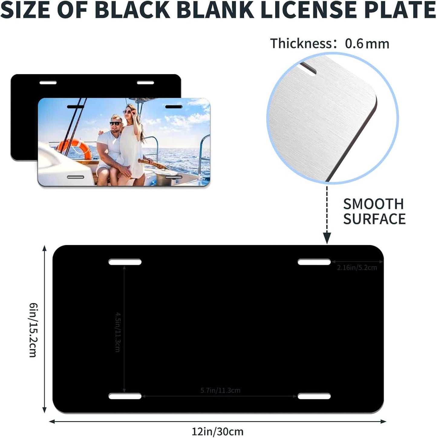 30 Pack 0.65mm Black Aluminum Plate Blanks for Custom Design Work - Automotive Blank Plates for Vinyl, UV Printing, Laser Engraving Personalized Metal Tags,6X12 Inch (30Pack)