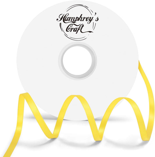 Humphrey's Craft 1/4 Inch Daffodil Yellow Double Faced Satin Ribbon - 50 Yards Variety of Color for Crafts Gift Wrapping Bows Bouquet Decoration Sewing Christmas Tree Wedding Invitations.