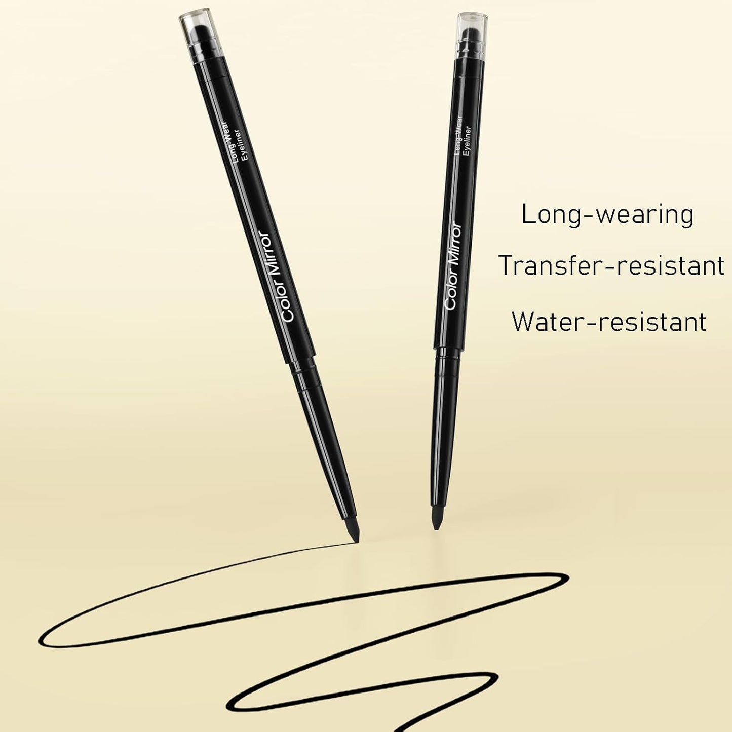 Smudge Proof Eyeliner, Waterproof Retractable Eye liner with Brush, Matte and Shimmer Eyeliner Pencil, Creamy Texture, Long lasting & Smooth(45 Champagne Shimmer)