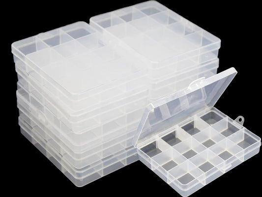 Small Plastic Organizer Box 10 packs12 Grids Clear Storage Container Jewelry Case with Fixed Dividers for Beads Art DIY Crafts Jewelry Fishing Tackles 5.04 * 3.82 * 0.87 inches
