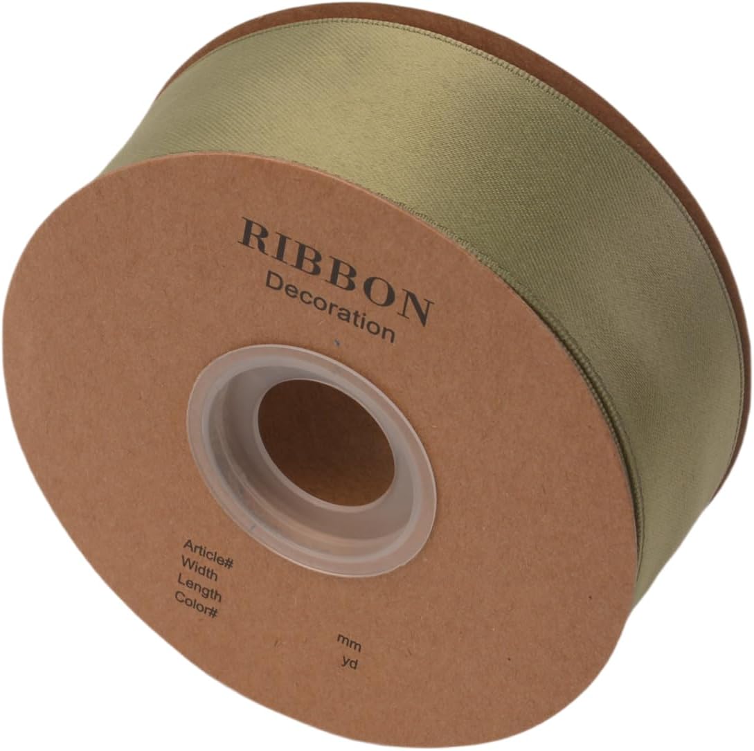 Double Side Satin Ribbon, Continuous 20 Yards,Use for Craft Bows Bouquet, Gift Wrapping, Wedding Decoration, Floral Arrangement (Army Green, 1-1/2 inch)