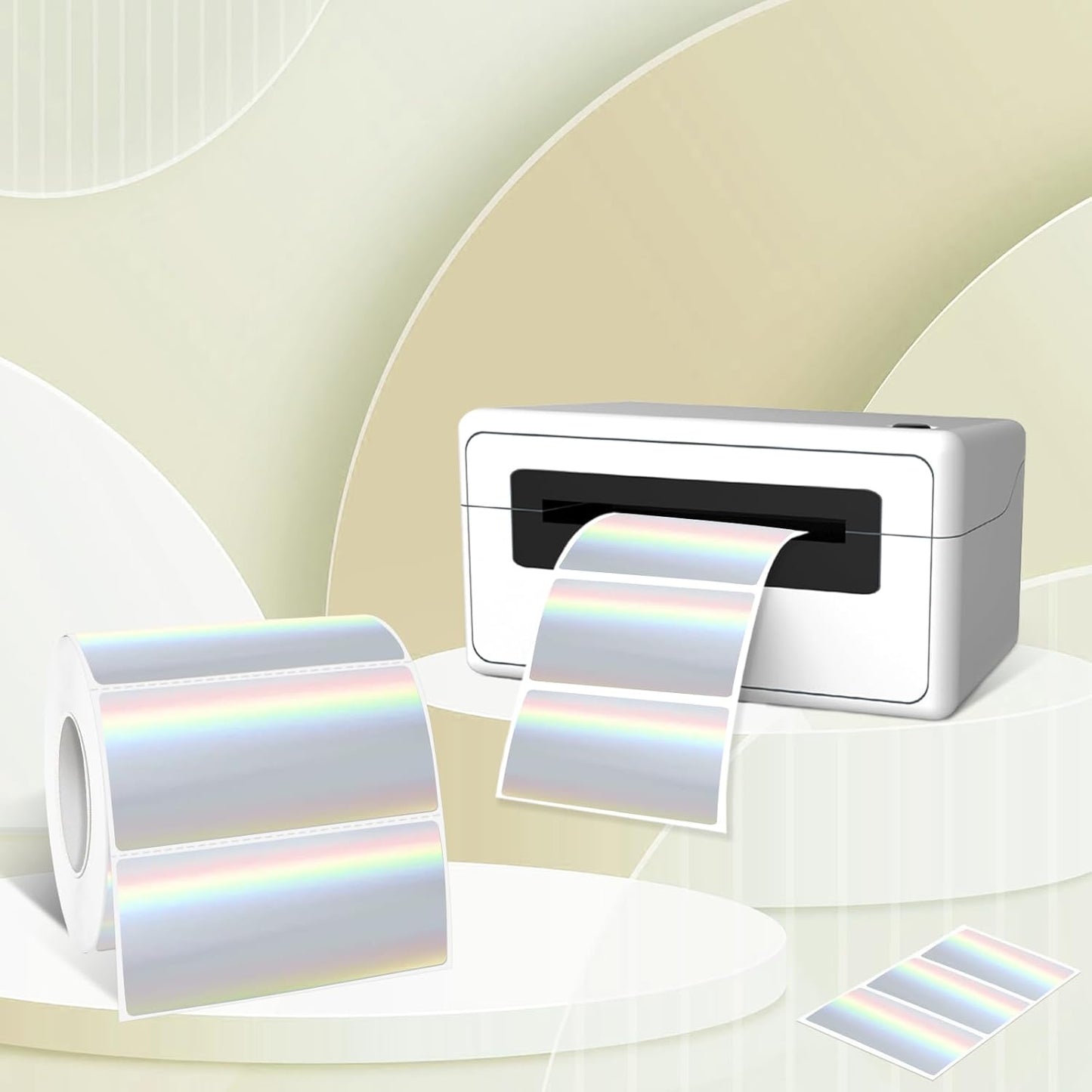 1" x 2" Holographic Thermal Label Stickers,Printable Rainbow Glitter Thermal Printer Sticker Labels for Gift Wrapping, Self-Adhesive Name Price Tag DIY Custom Logo Design (500 pcs)