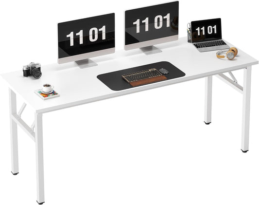 Need Computer Desk Office Desk 62 inches Folding Table with BIFMA Certification Computer Table Workstation, White AC5DW-157