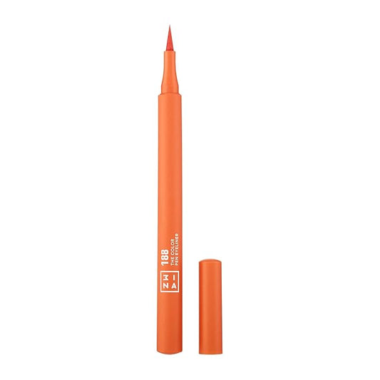 3INA The Color Pen Eyeliner 188 - Ultra Fine Tip 14H Orange Longwear Liquid Liner - Vibrant Colors, Matte, Smudgeproof, Flake Proof Eye Makeup - Cruelty Free, Paraben Free, Vegan Cosmetics - Orange