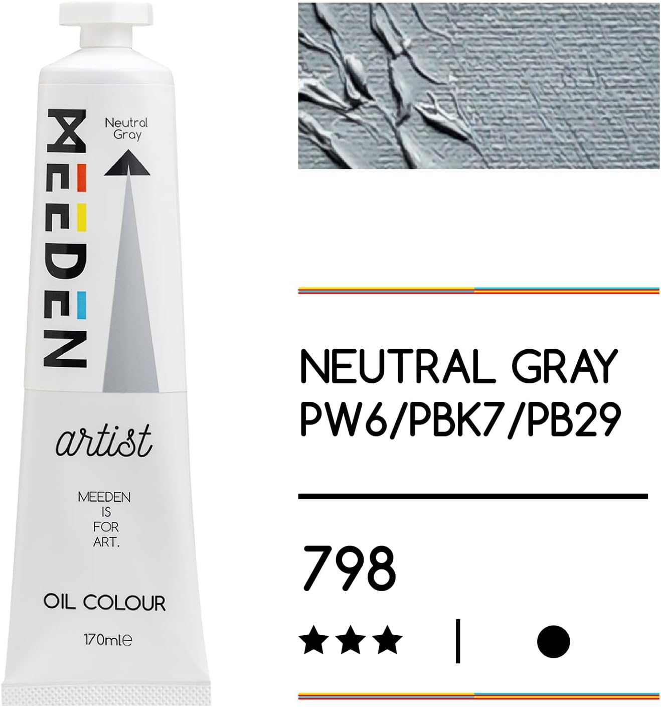 MEEDEN Artist Grade Oil Paint: Neutral Gray - 170ml/5.7oz Tube - Professional Art Paints for Canvas Painting
