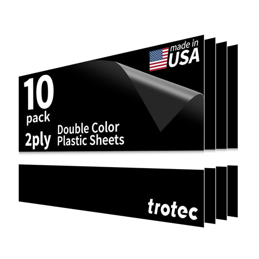 Trotec TroLase Lights | 24"x12"x1/250"(0.1mm thick) | Adhesive-Backed Flexible Laser Engraving Sheet/Film for Decal & Label | Double Color Plastic Sheet for Engraving | Black/White | 10pcs