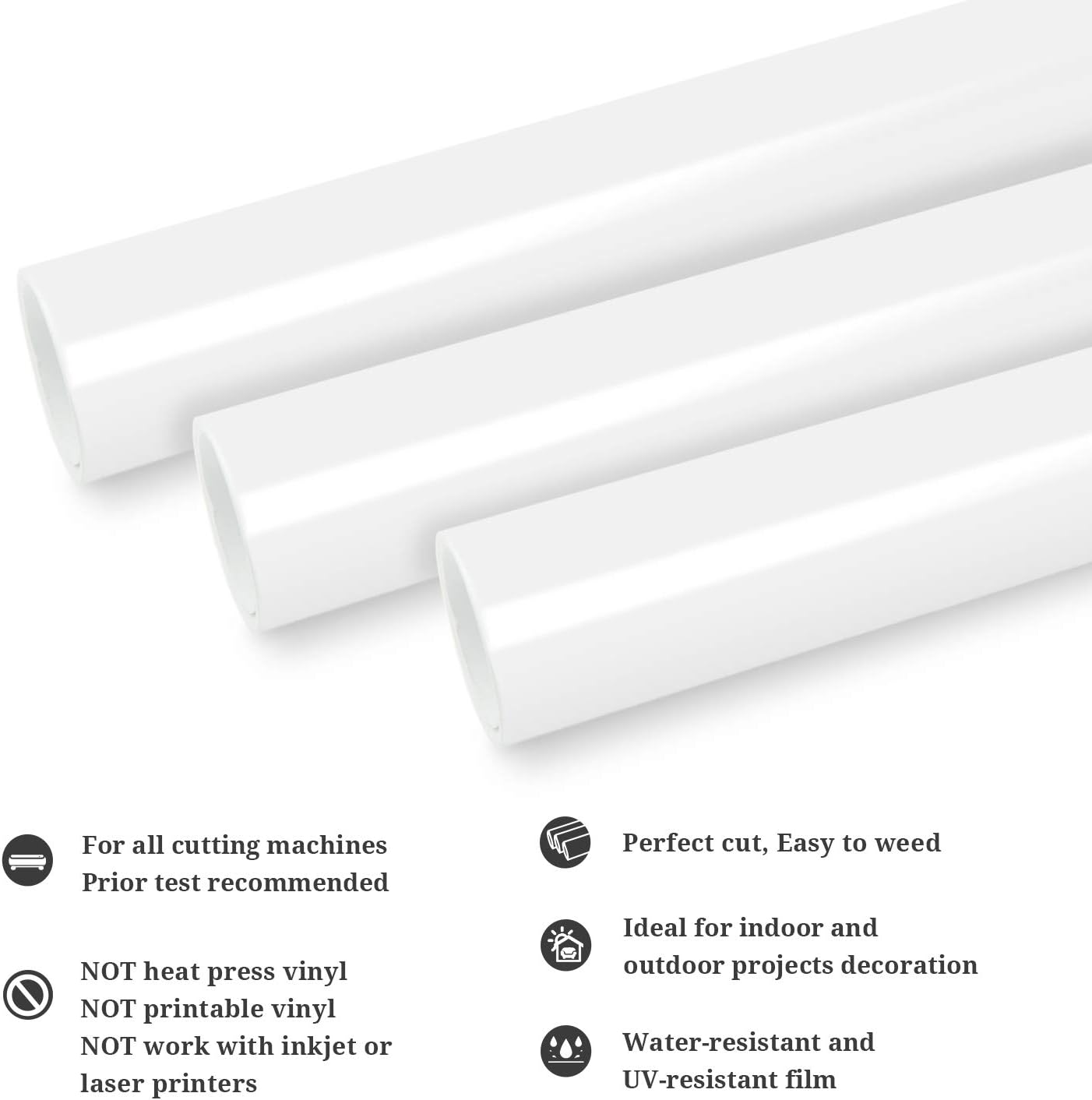 TECKWRAP Permanent Adhesive Vinyl 12" x 10ft, Glossy White