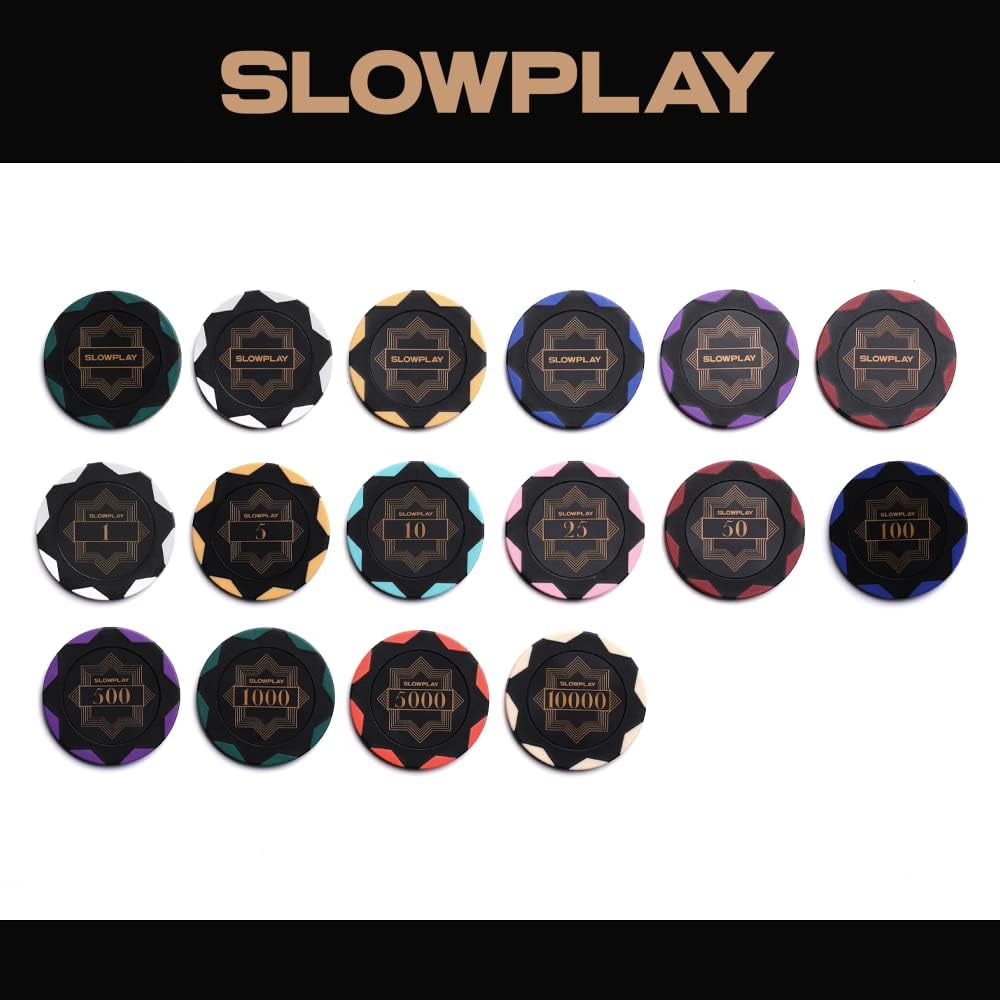 SLOWPLAY Nash Clay Poker Chips, 14 Grams Heavyweight Clay Composite, 40mm Large Chips in Bulk, Pack of 50 with Denomination of 50