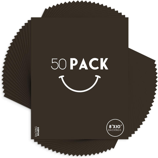 Golden State Art, 8x10 Uncut Photo Mat Matboard - Black Uncut Mats for DIY Projects, Presentation Boards, Art Crafts, Prints, Frames (50 Pack)