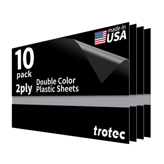 Trotec TroLase Lights | 24"x12"x1/250"(0.1mm thick) | Adhesive-Backed Flexible Laser Engraving Sheet/Film for Decal & Label | Double Color Plastic Sheet for Engraving | Black/Silver | 10pcs