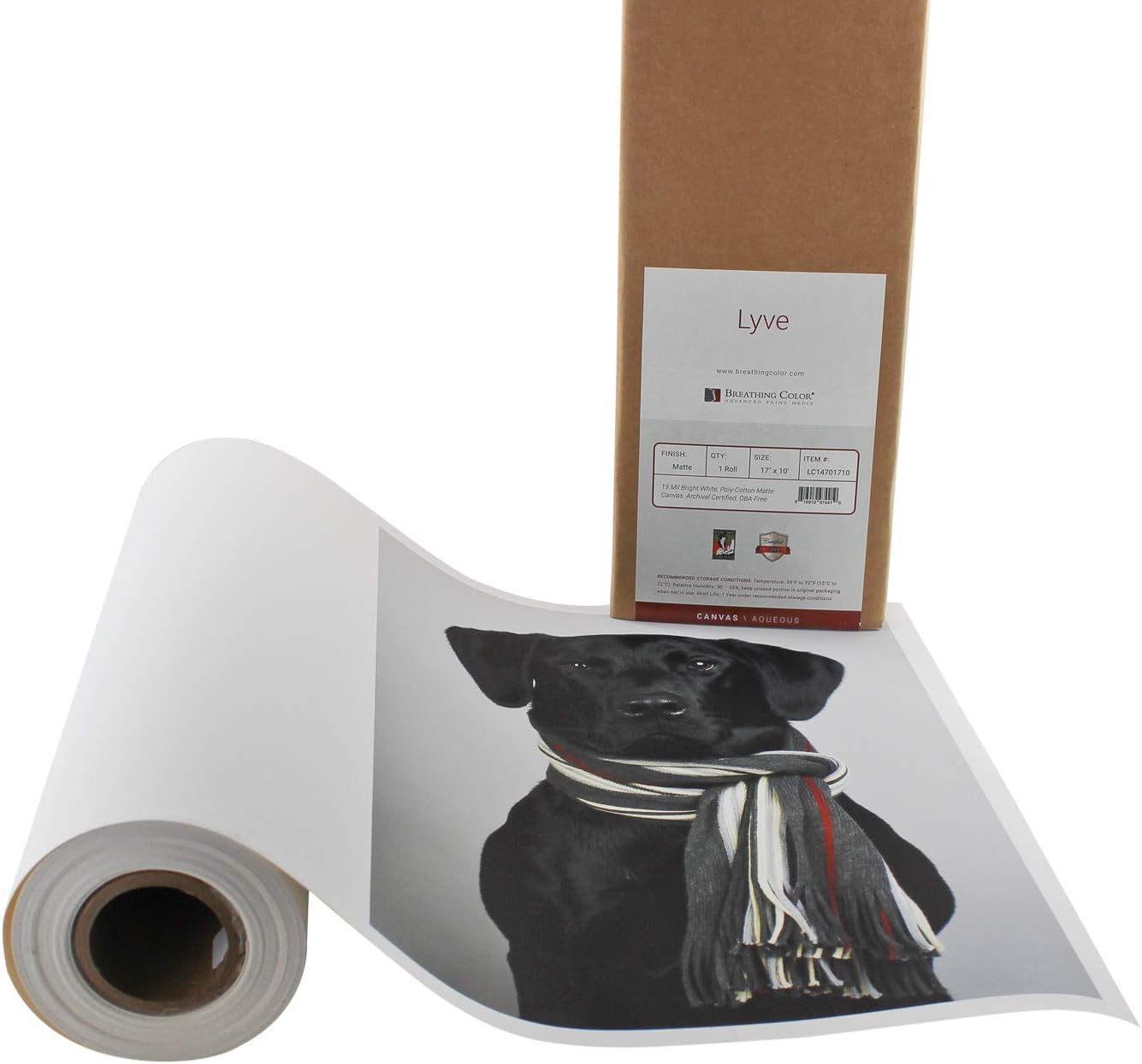 Premium Lyve Matte Canvas Paper Perfect For Use on Professional Makes and Models of Epson, Canon and HP printers preferred by Professionals. 19 mil textured Canvas offered in a 17 inch by 40 ft roll