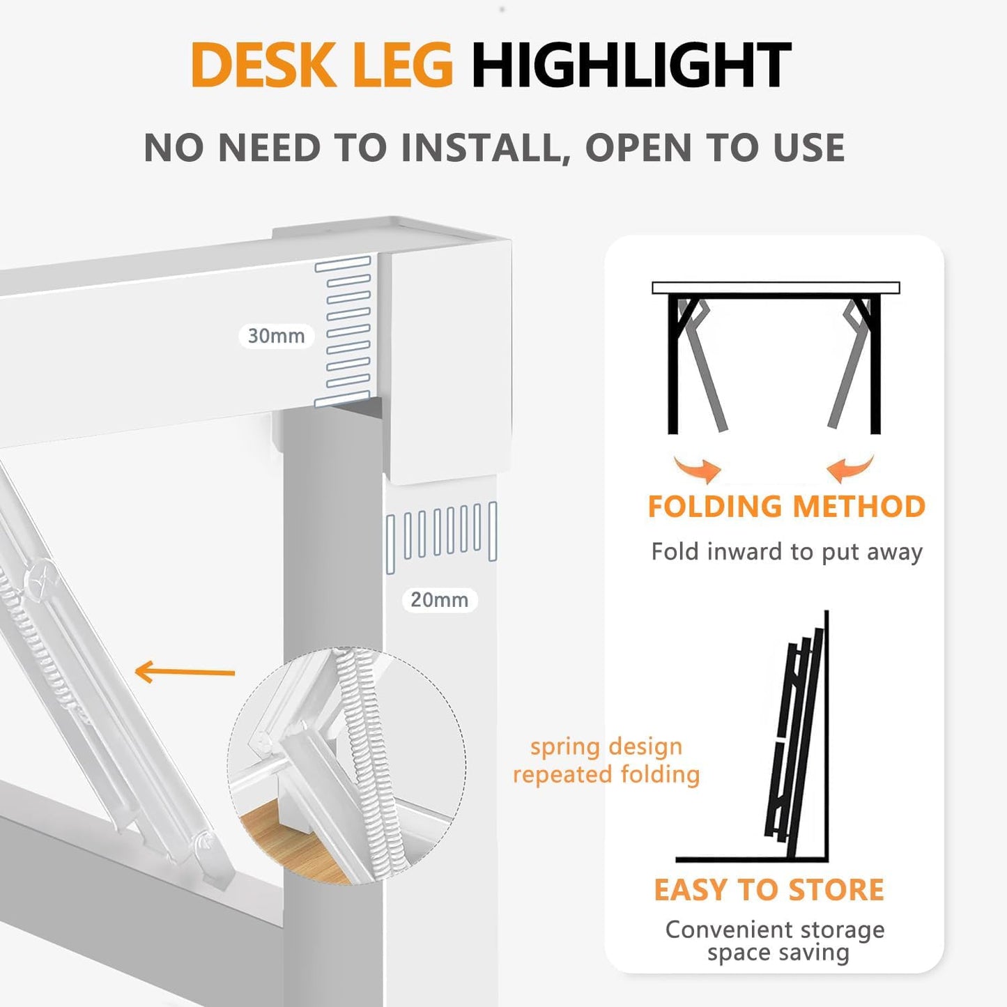 31.5 Inch Foldable Desks for Small Spaces,Foldable Desk No Assembly,Small Table for Bedroom,Teak.