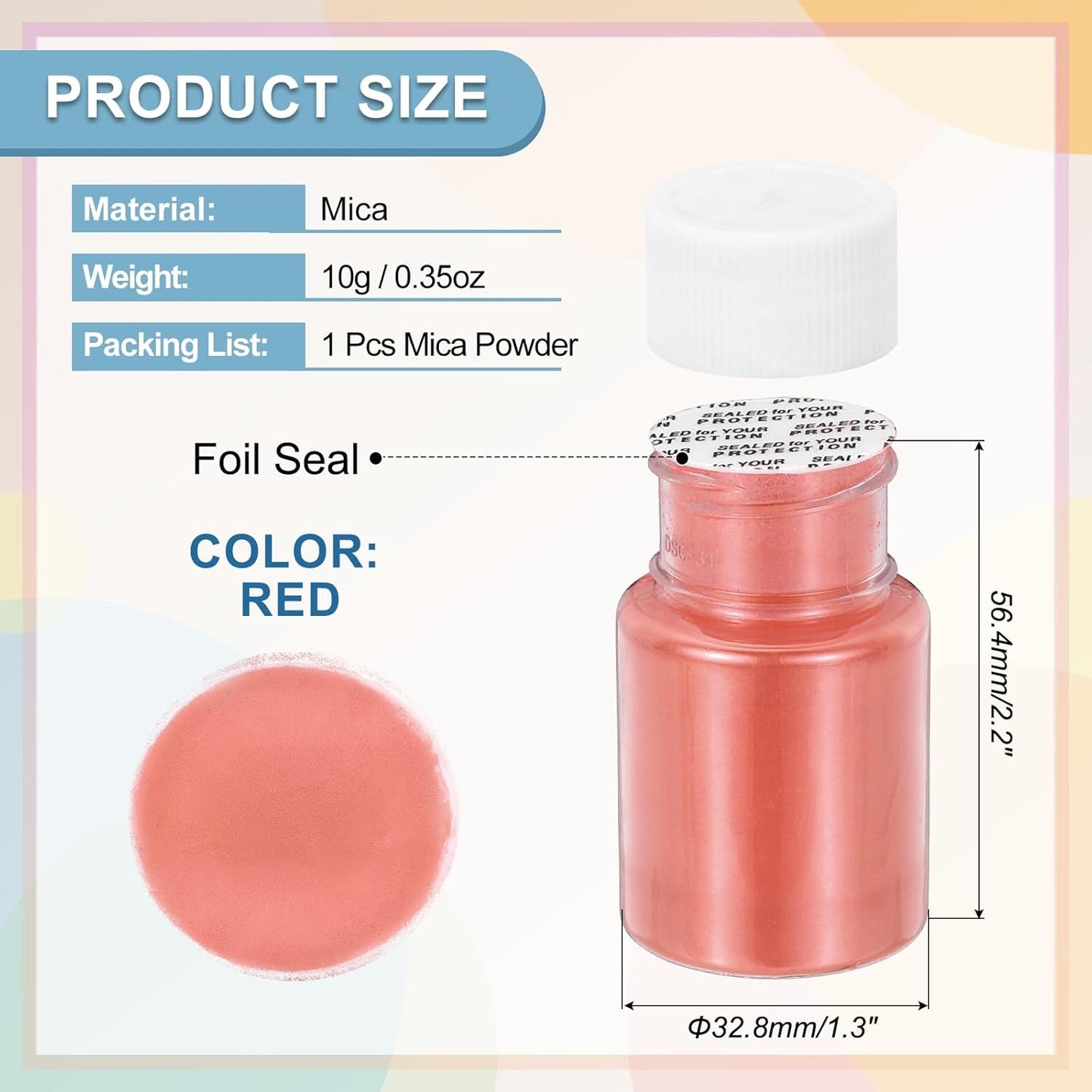 uxcell 10g/0.35oz Cosmetic Grade Mica Powder, 600 Mesh Mica Powder Natural Resin Epoxy Pigment Powders for Casting Resin, Candle Dye, DIY Nail Polish and Lip Gloss, Red