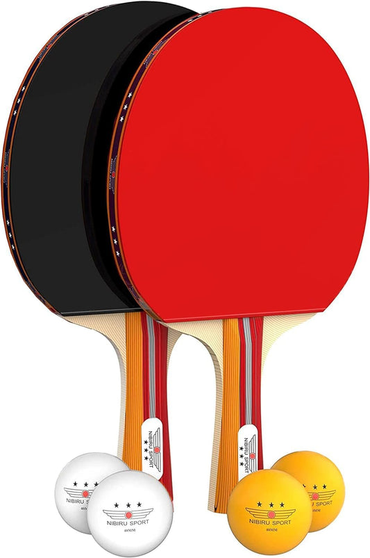 NIBIRU SPORT Professional Ping Pong Paddle Sets, 2 Paddle or 4 Paddle Table Tennis Set with Tournament Quality Balls and Carry Bag/Storage Case, Table Tennis Equipment & Ping Pong Accessories