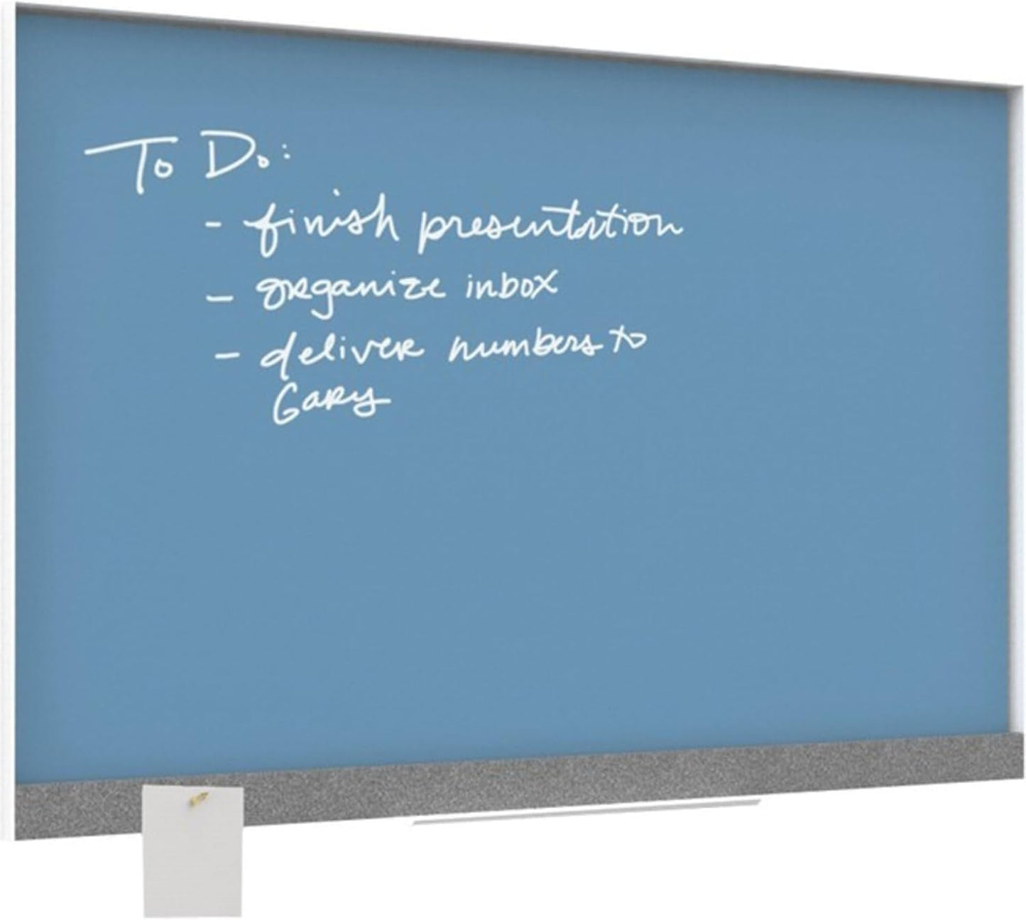 U Brands Magnetic Glass Dry-Erase Board, 36" x 48" Inches, Blue Surface, White Aluminum Frame