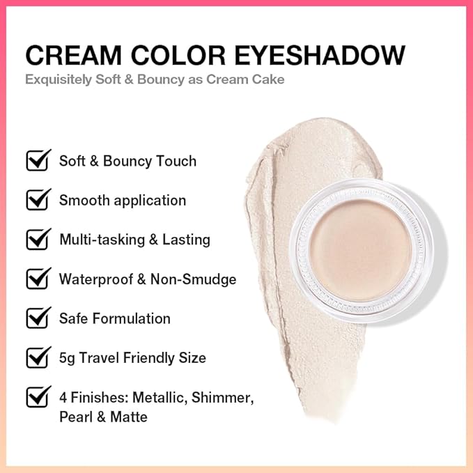 Cream Glitter Brulee Shimmer Metallic Eyeshadow Palette Makeup, Natural Single Mini Instant Holographic Eyeshadow For Older Women, Sombras Crema Para Ojos, Talc, Paraben & Cruelty Free, 705