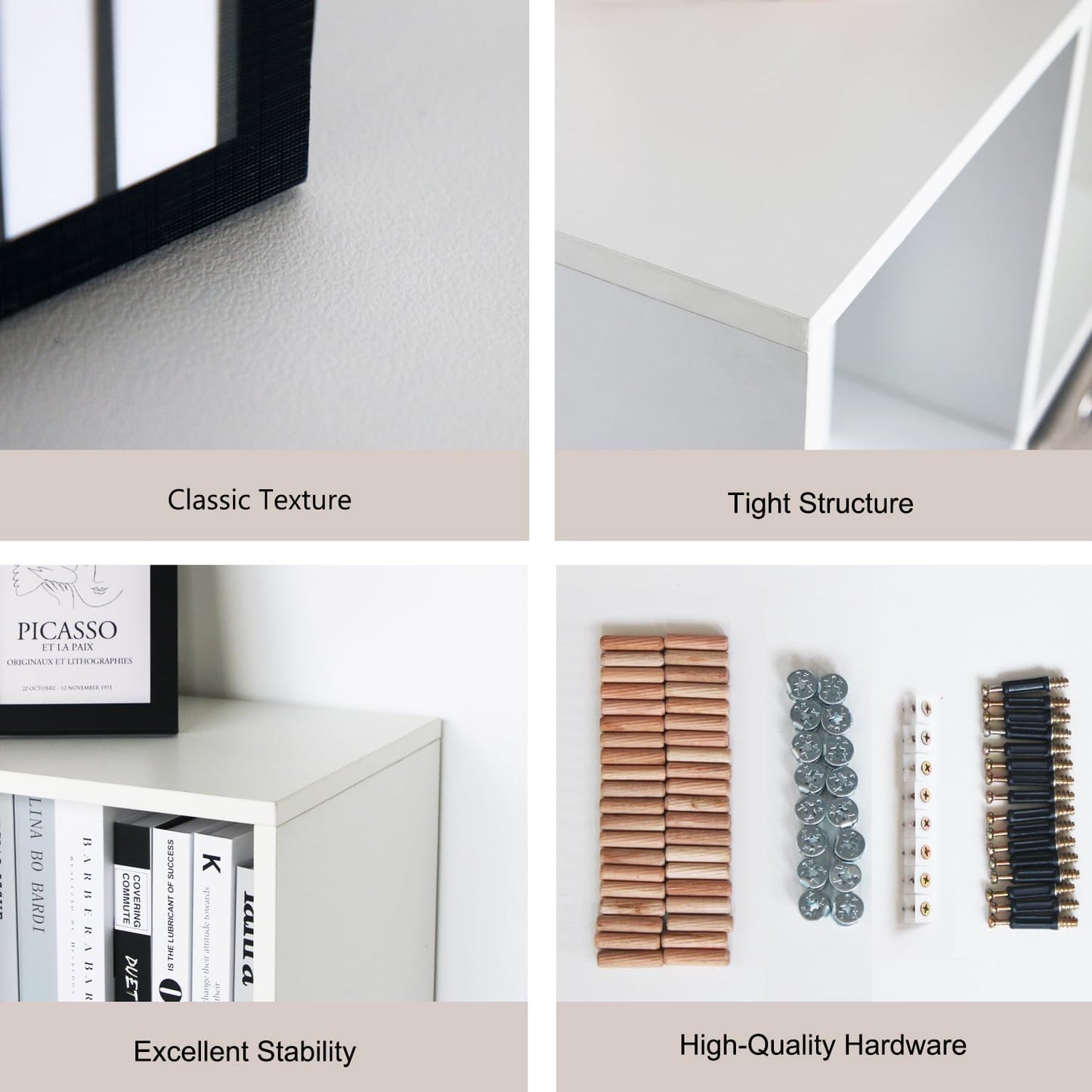 Wooden 8 Cube Storage Organizer with Closed Back Panel,White Shelf Heavy Duty Cubby Storage Organizer with Compartments for Living,Display Shelf,Bookshelf (White, 8-Cube)