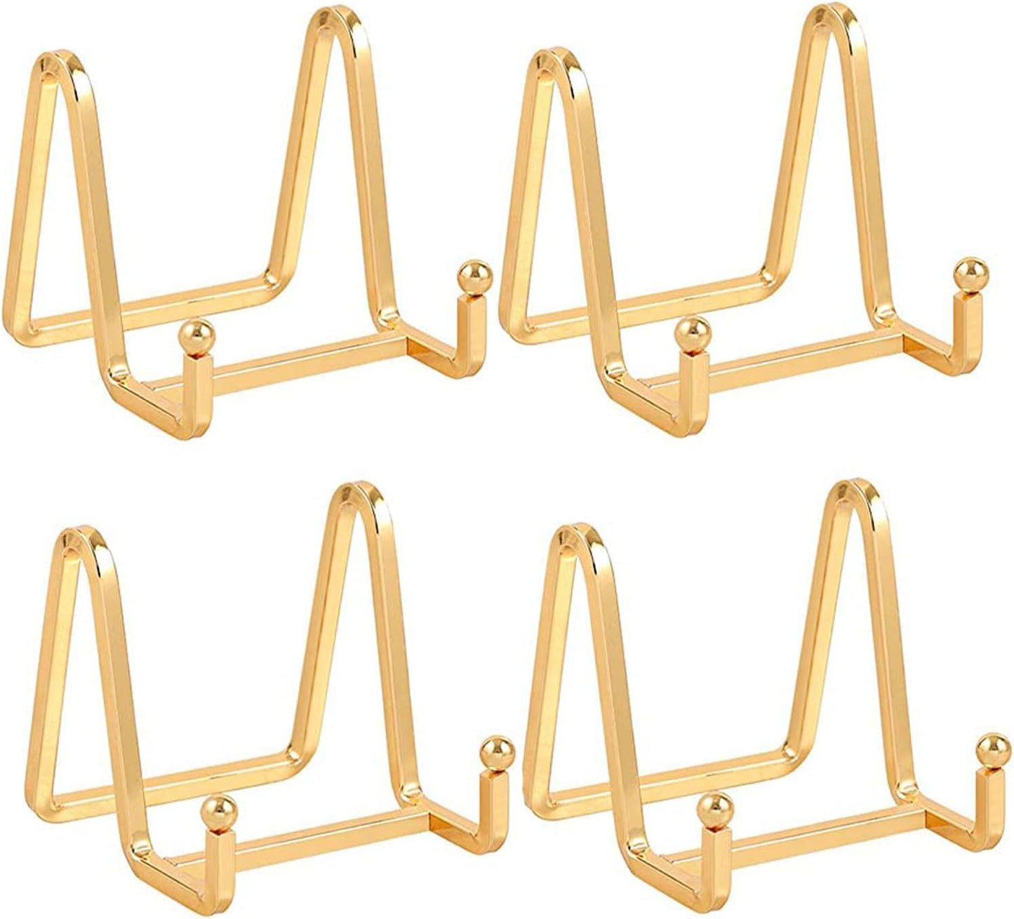 Plate Holder Easel Display Stand - 3 inch Metal Plate Stands for Display - Tabletop Picture Stand - Gold Iron Easels for Display Pictures | Photo Frames | Book | Decorative Plates | Plaque - 4 Pack