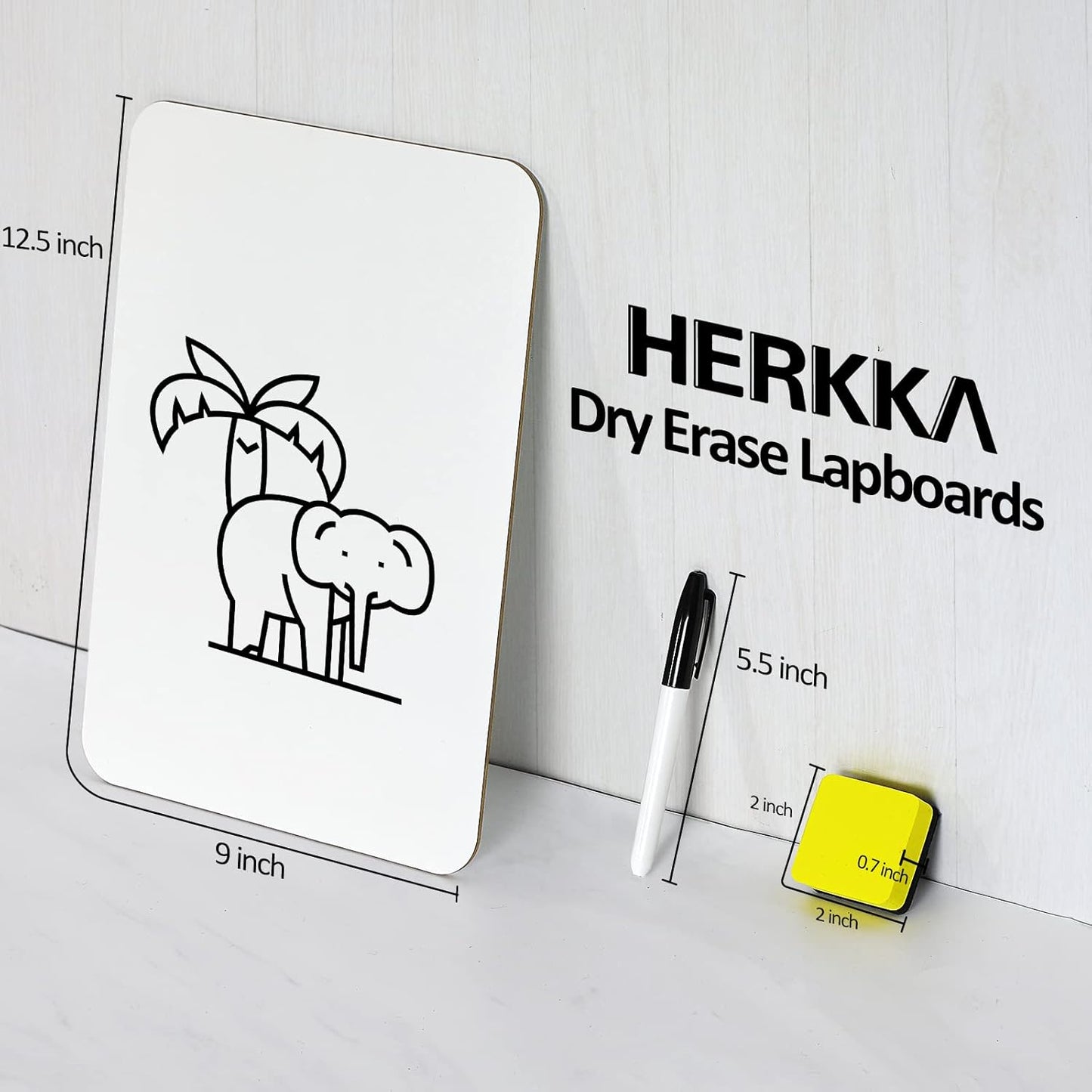 Dry Erase Lapboards, HERKKA 8 Pack Double Sided Dry Erase Lap Boards 9 x 12.5 Inch, 8 Markers, 8 Erasers, Small Dry Erase Boards for Classroom Supplies