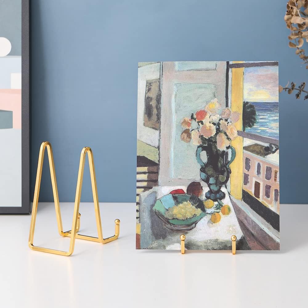 Plate Holder Easel Display Stand - 6 inch Metal Plate Stands for Display - Tabletop Picture Stand - Gold Iron Easels for Display Pictures | Photo Frames | Book | Decorative Plates | Plaque - 4 Pack
