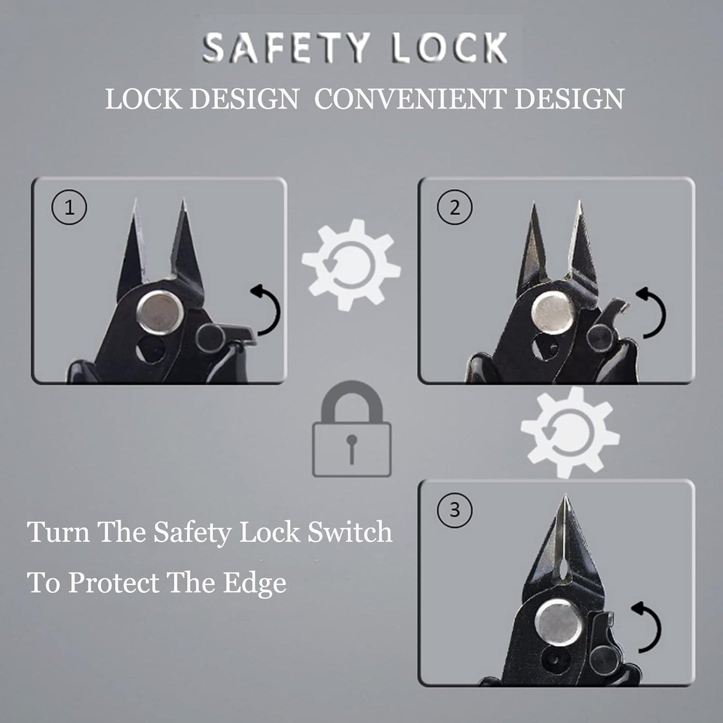 BOENFU 3.5 Inches Mini Cutter with Lock, Flush Cutters, Small Wire Snips, Micro Wire Cutter with Spring, Black