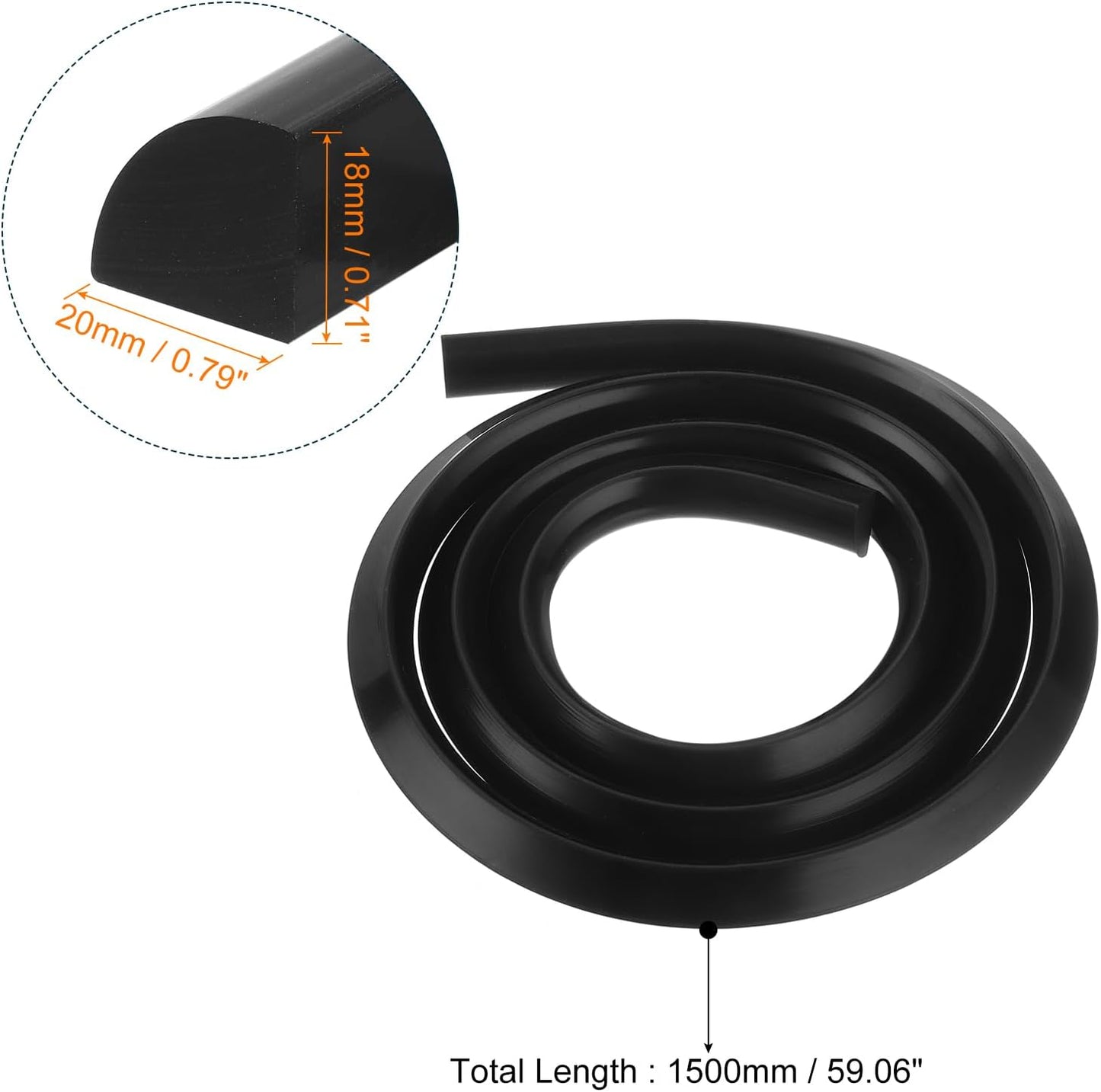 uxcell Flexible Molding Trim, 59 Inch Flexible Quarter Round Molding Silicone Peel and Stick Trim Self Adhesive Shower Water Barrier for Corner Decor Bathroom Kitchen, Black