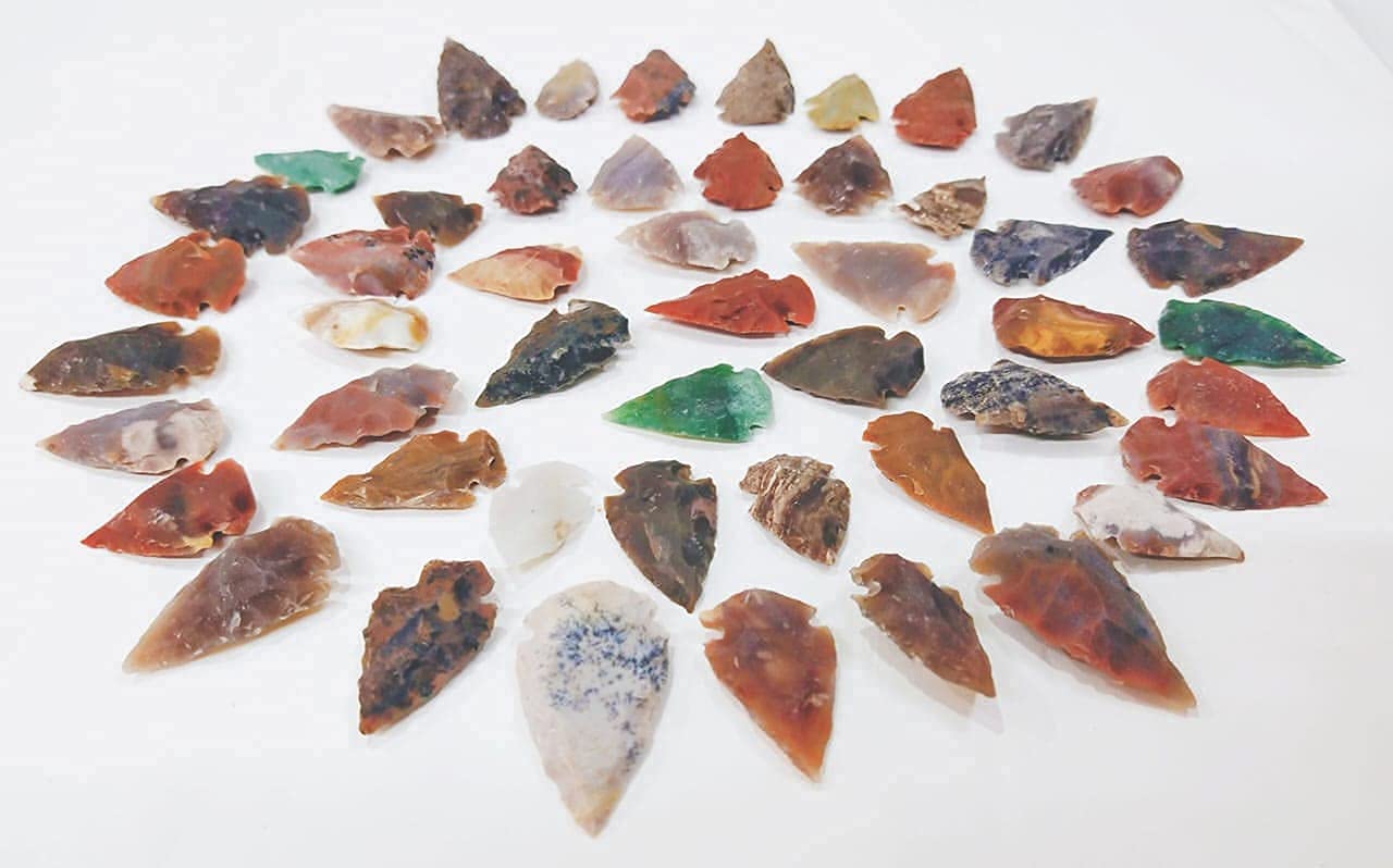 50 PC Lot Flint Arrowhead OH Collection Project Spear DIY Points arrowheads
