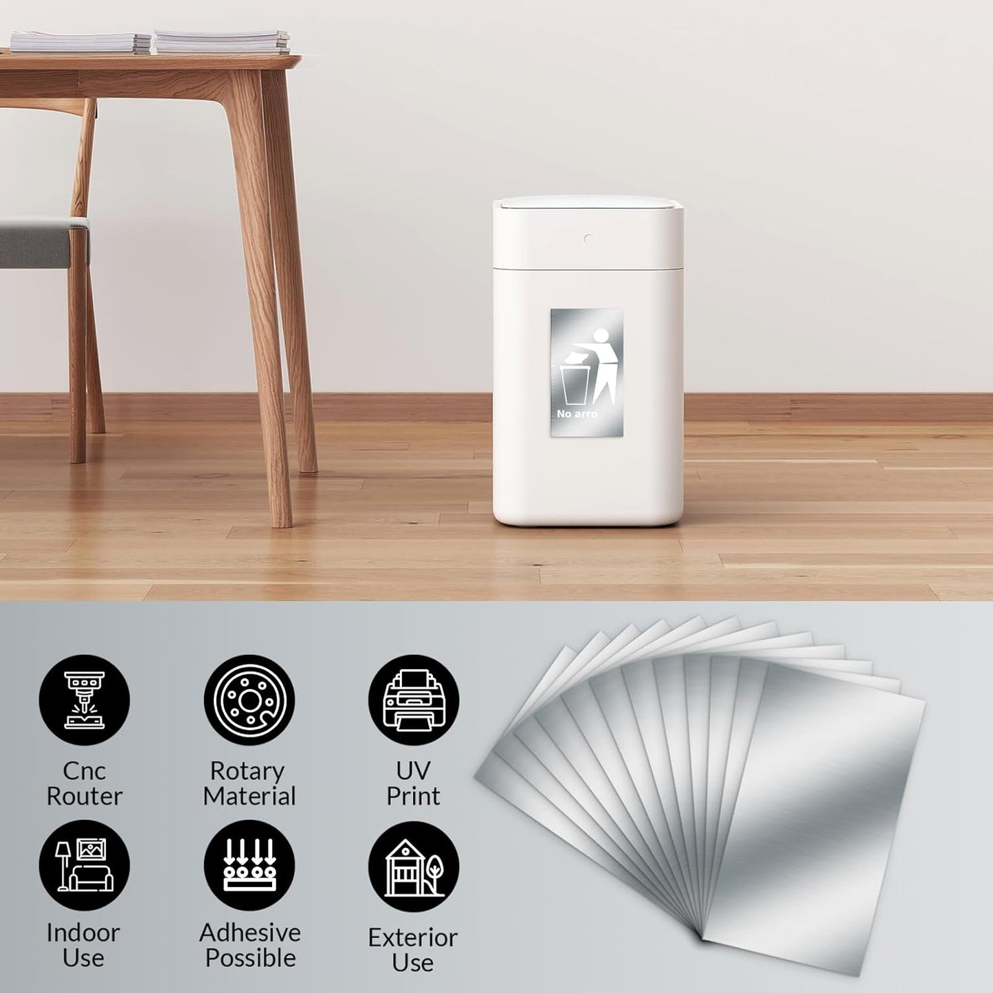 Laser Engraving Blank Silver ABS Double Color Plastic Sheet, 11.8x6.49x0.05 inch Materials Double Color Plastic Sheet for Interior Signs, Badges, DIY Carving Pack of 12 (Silver)