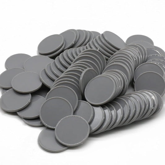 Set of 100 Opaque Plastic Learning Counters Mini Poker Chips Game Tokens with Storage Box (Gray, 1 Inch)