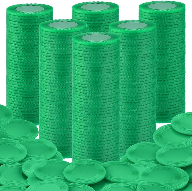 Coopay 500 Pieces Plastic Poker Chips, 1 Inch Bingo Chips Bulk Learning Counters Disks Poker Card Game, Counting Markers for Math Practice, Game Tokens and Teaching Rewards, 25 mm (Green)