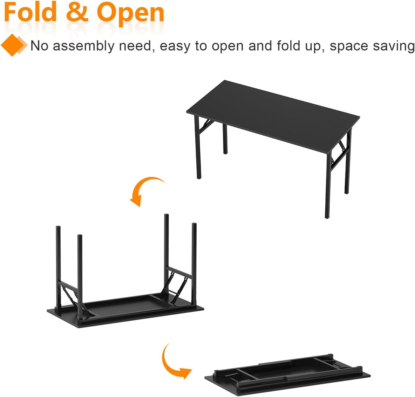 Need Folding Computer Desk - 39.4 Inch Foldable Office Writing Work Study Kids Student Teacher Home Bedroom Table for Small Space, Black