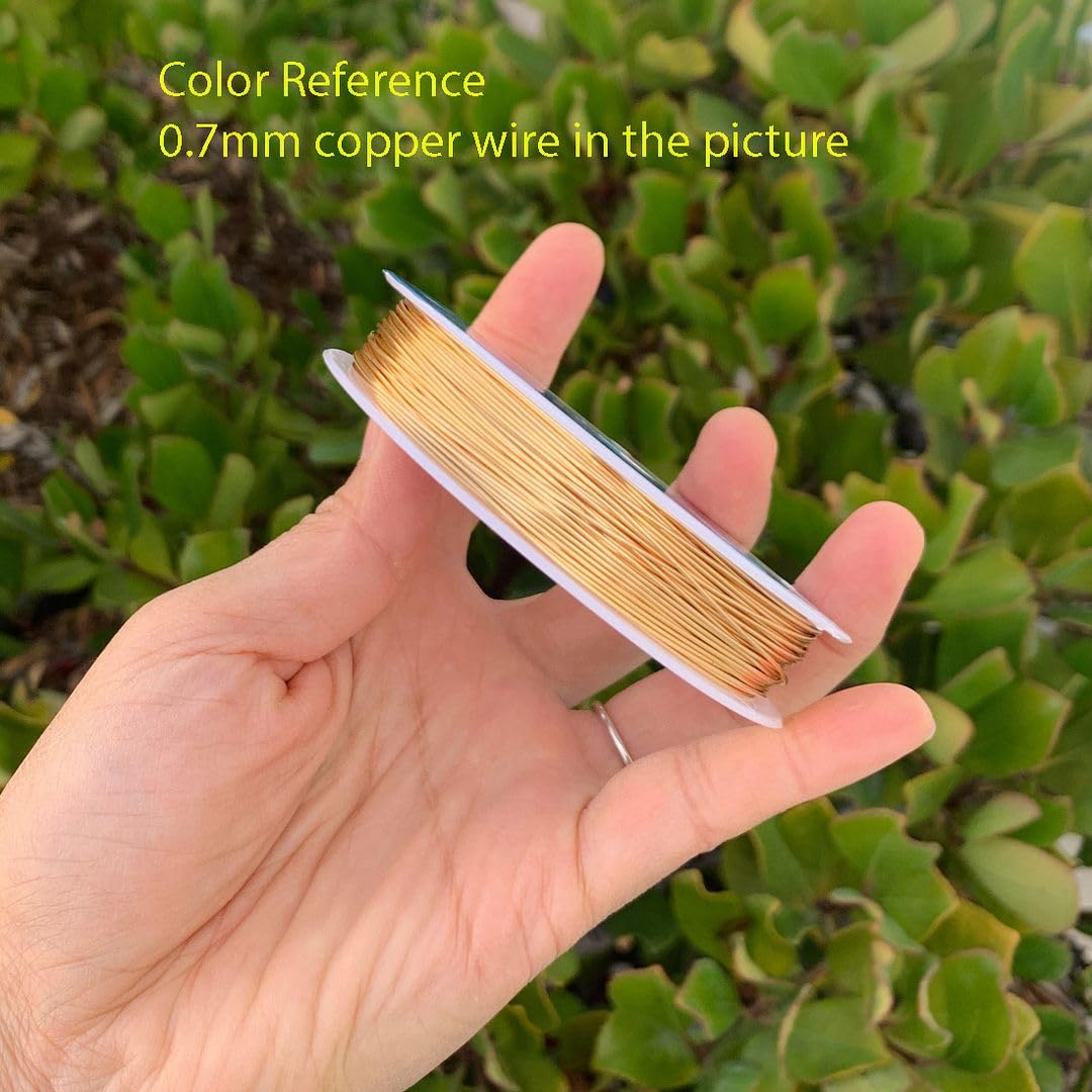 Adabele 65 Feet Premium Tarnish Resistant Round Jewelry Wire Copper Beading Wire Spool Bulk (0.8mm/20 Gauge) 18K Gold Plated for DIY Craft Jewelry Making BF286-8