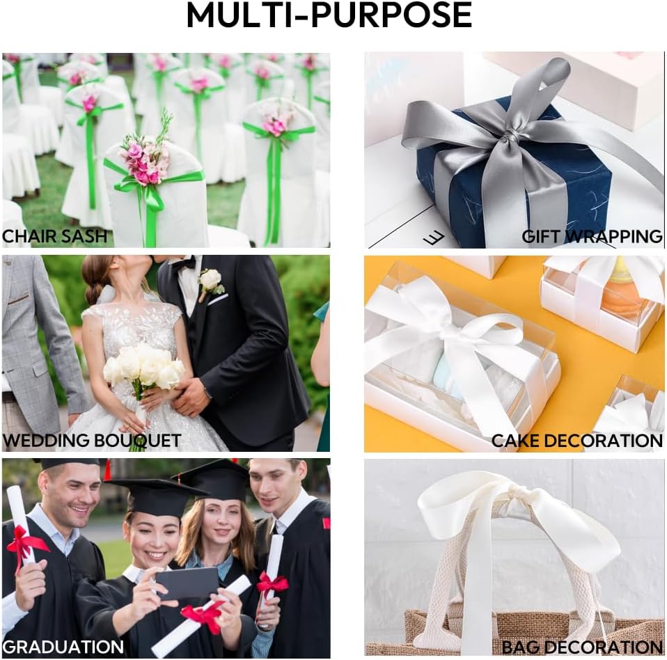 1 Inch 100 Yards Satin Ribbon Red, Solid Color Fabric Ribbon for Gift Wrapping, Wedding, Polyester Gift Ribbon for Birthday Party Decoration, Craft, Hair, Floral, Sewing