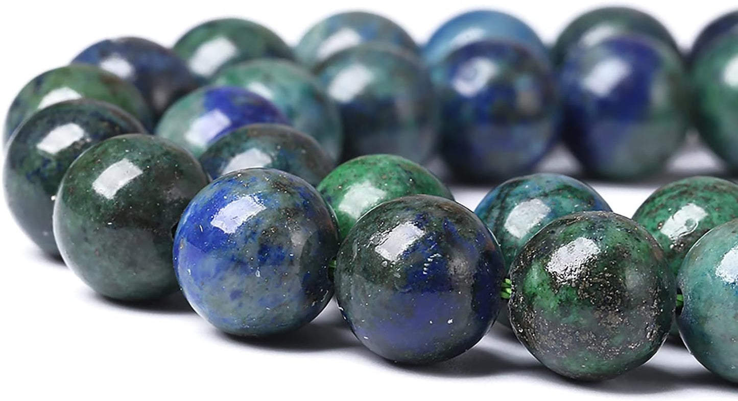 4mm 90pcs Natural Gemstone Beads Lapis Lazuli Chrysocolla Phoenix Stone Round Loose Beads for Jewelry Making DIY Bracelet Necklace (Lapis Lazuli Chrysocolla, 4mm)