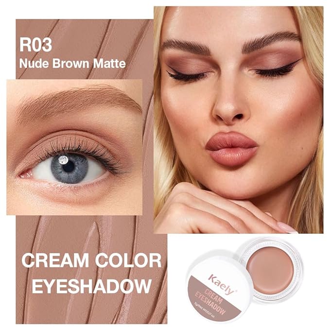 Single Cream Nude Brown Matte Eyeshadow Palette Makeup, Natural Single Mini Instant Holographic Eyeshadow For Older Women, Sombras Crema Para Ojos, Talc, Paraben & Cruelty Free, R03