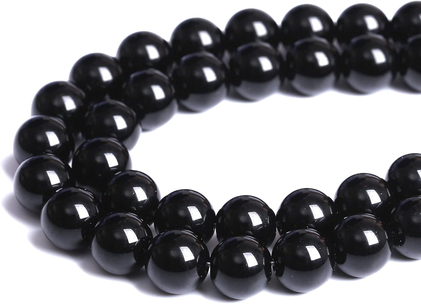 6mm 66pcs Natural Black Agates Onyx Stone Beads Smooth Round Loose Spacer Beads for Jewelry Making DIY Bracelets 15"