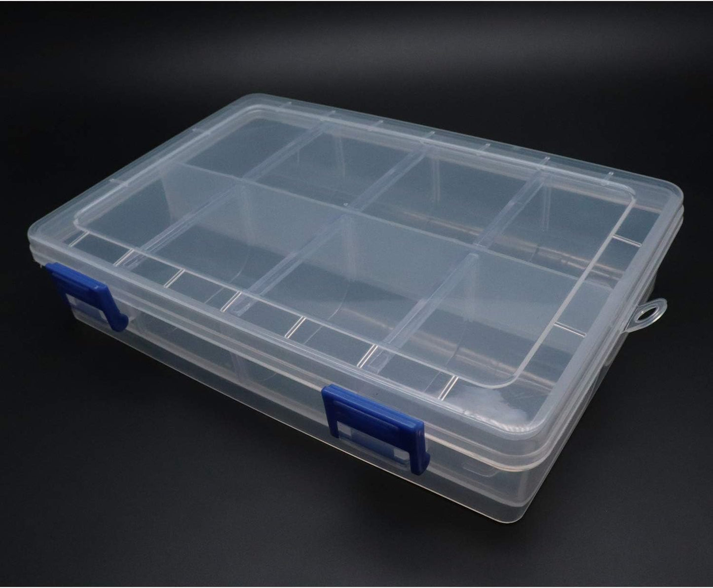 Xiaoyztan Clear Plastic Organizer, 8 Grids with Adjustable Dividers, Jewelry Box Bead Storage Container for Small Parts, Fishing Tackle, DIY Crafts, and Earrings