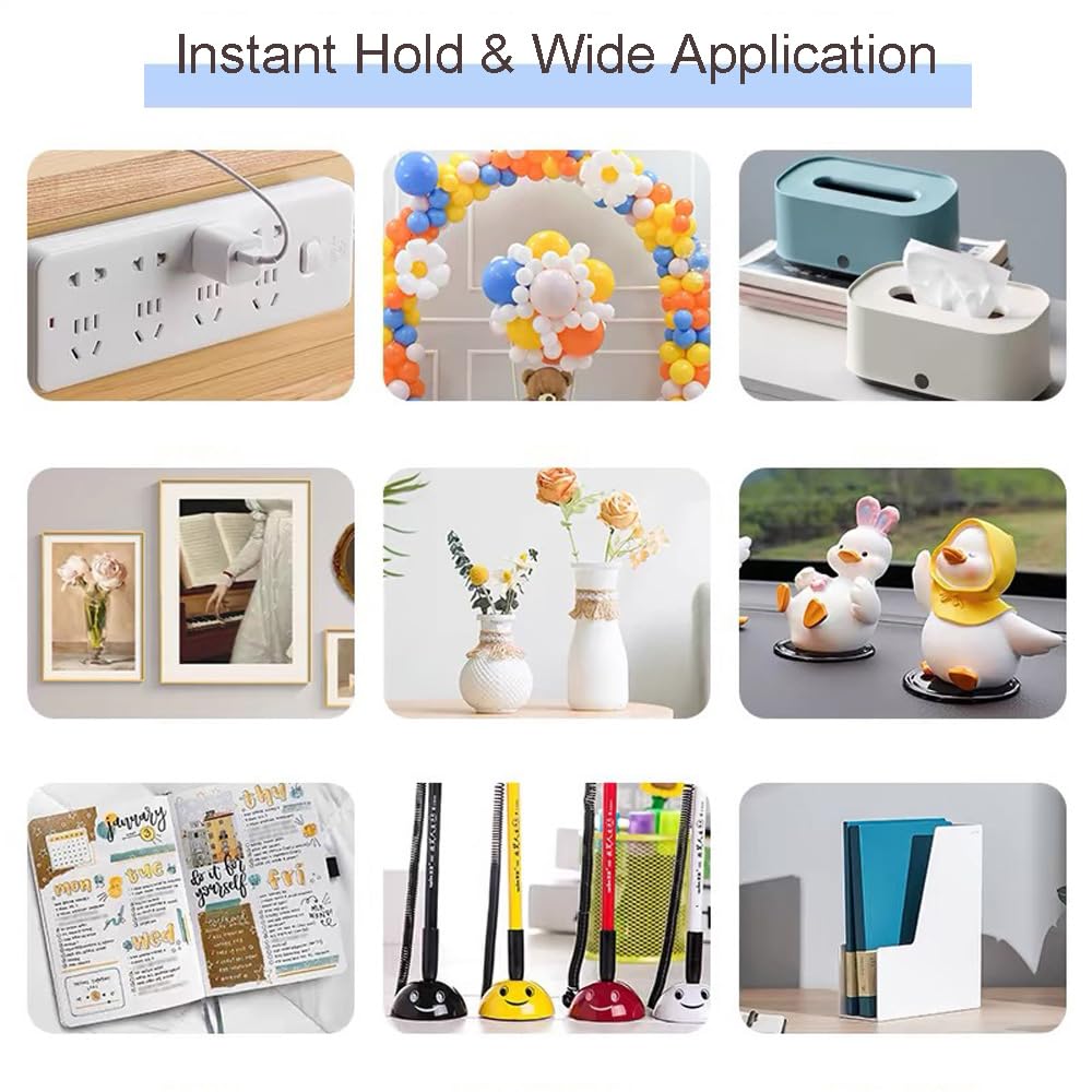 1000 Pcs False Tip Double Sided Adhesive Dots, 8mm/0.31" Pre-Cut Removable Round Putty, Waterproof Tapes No Trace Sticky Putty for Nail Art Holder and Festival Decoration